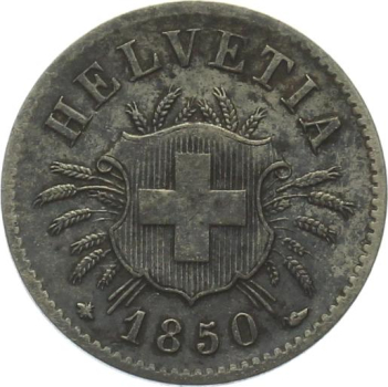 5 Rappen 1850 BB - vorzüglich, Patina